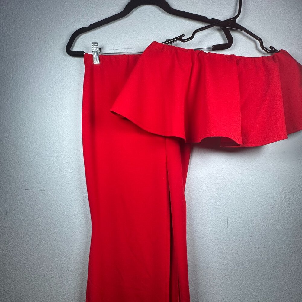 Red Off-Shoulder Ruffle Two-Piece